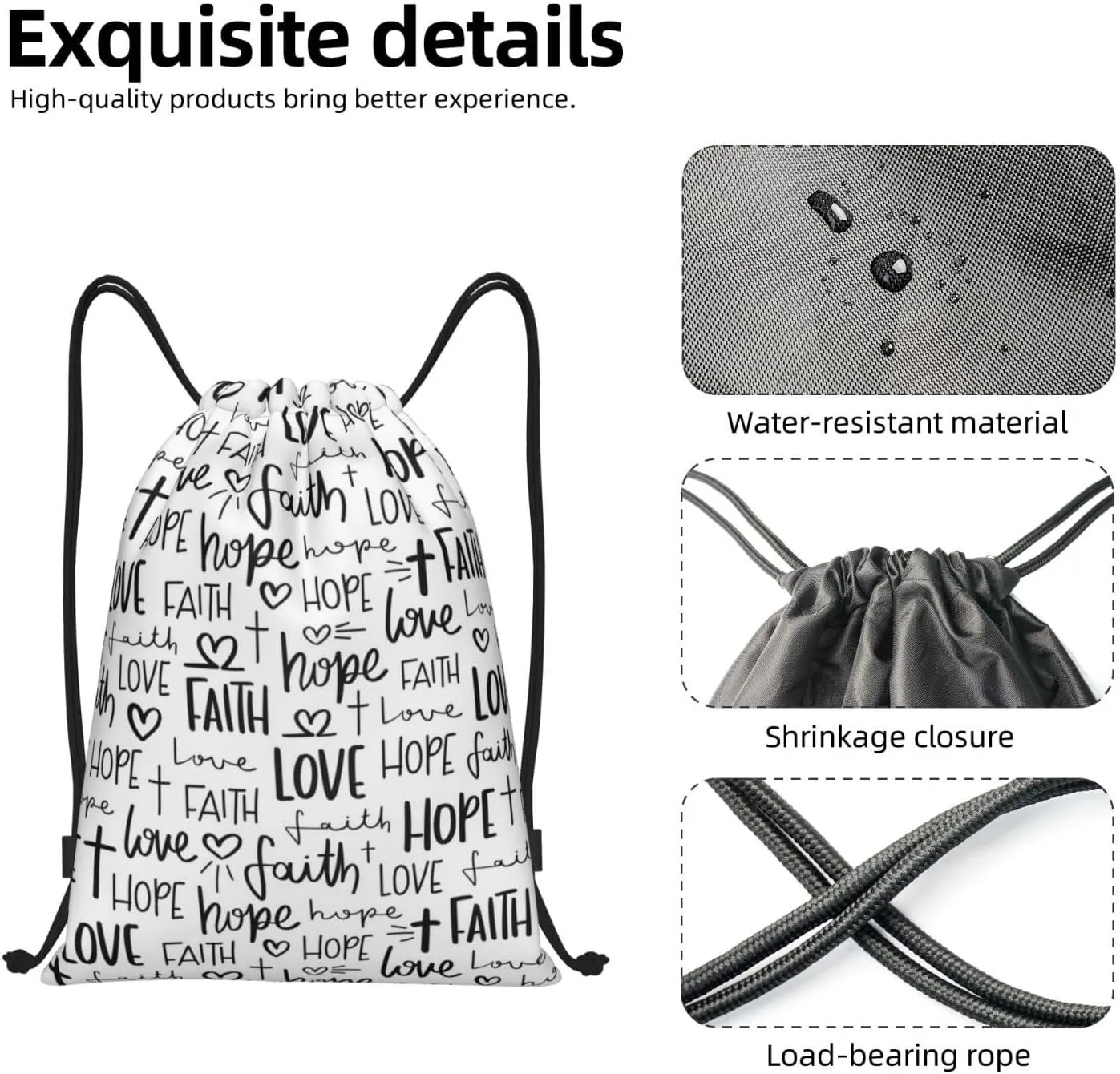 Jesus Drawstring Bags Backpack Bag for Women Men Sport Gym Yoga Travel Backpacks