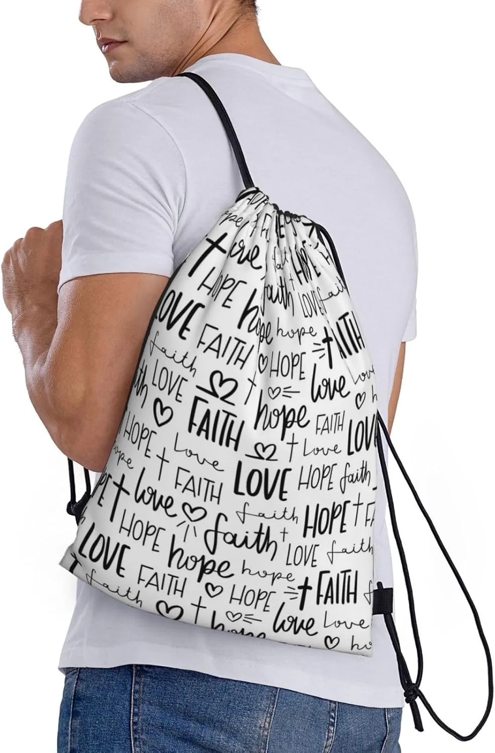 Jesus Drawstring Bags Backpack Bag for Women Men Sport Gym Yoga Travel Backpacks