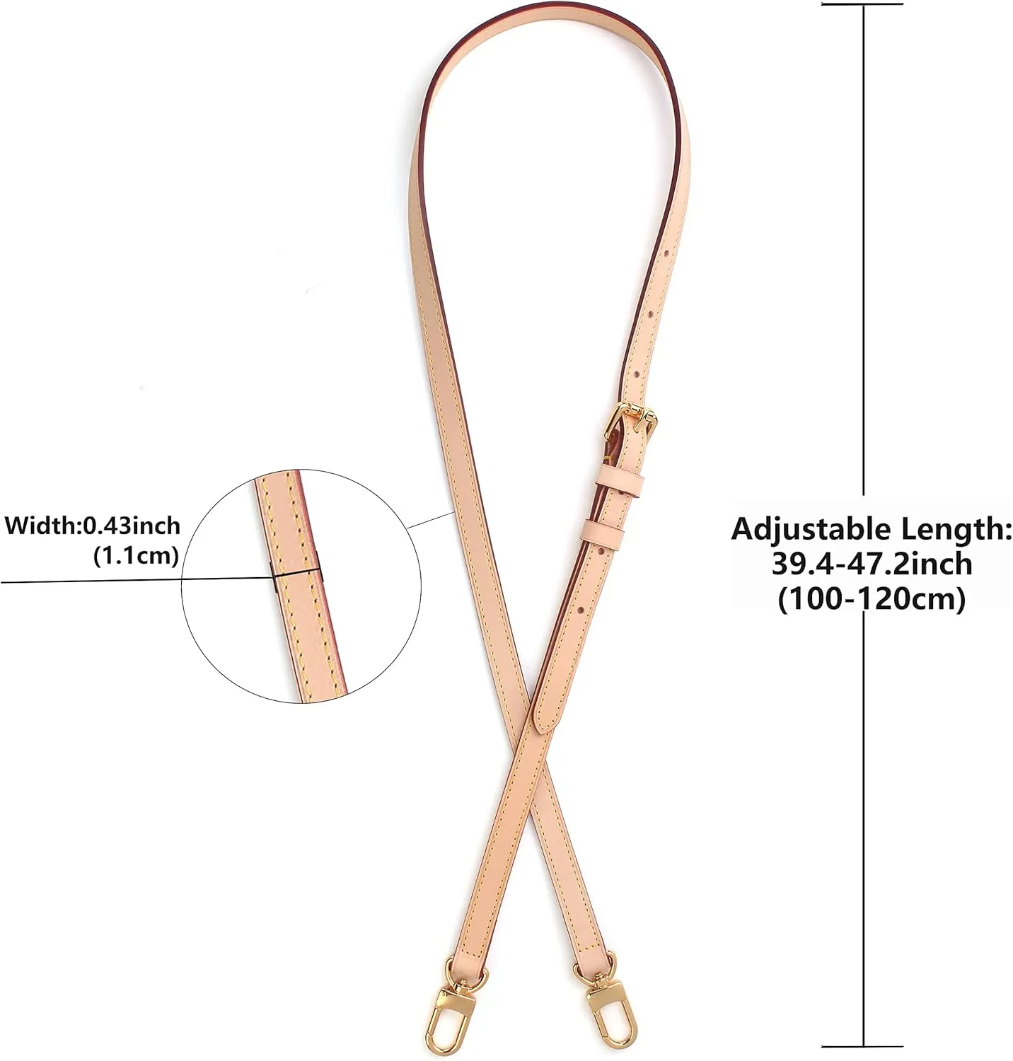 jiesinlov Vachetta Leather Replacement Crossbody Bags Strap Adjustable Shoulder Strap for Speedy 20 25 (0.43Width Adjustable 39.4-47.2Length)
