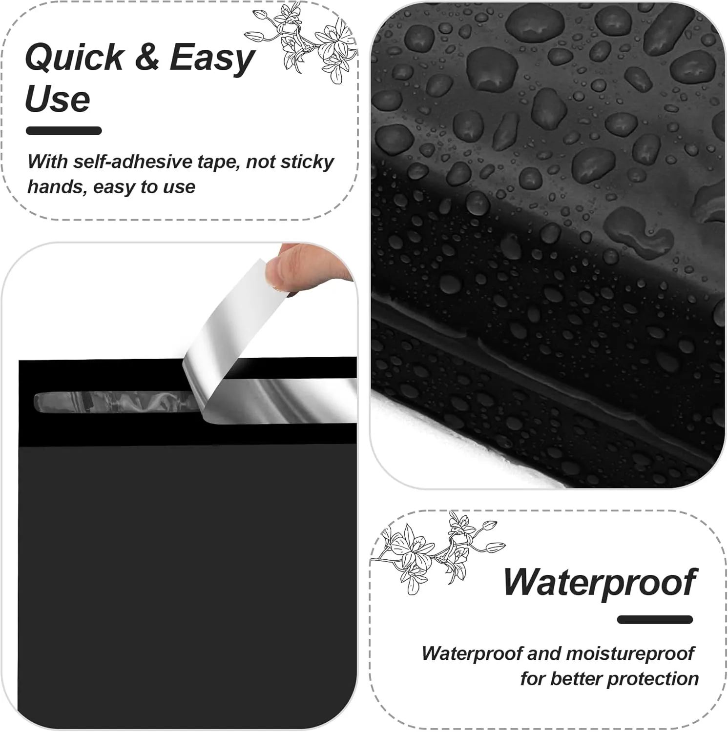 JinRuiKJ Thank You Poly Mailer 10x13 Inch 100 PCS, Shipping Bags for Clothing, Packaging Bags for Small Business, Strong Adhensive, Waterproof and Tear-Resistant Mailing Envelopes, Black