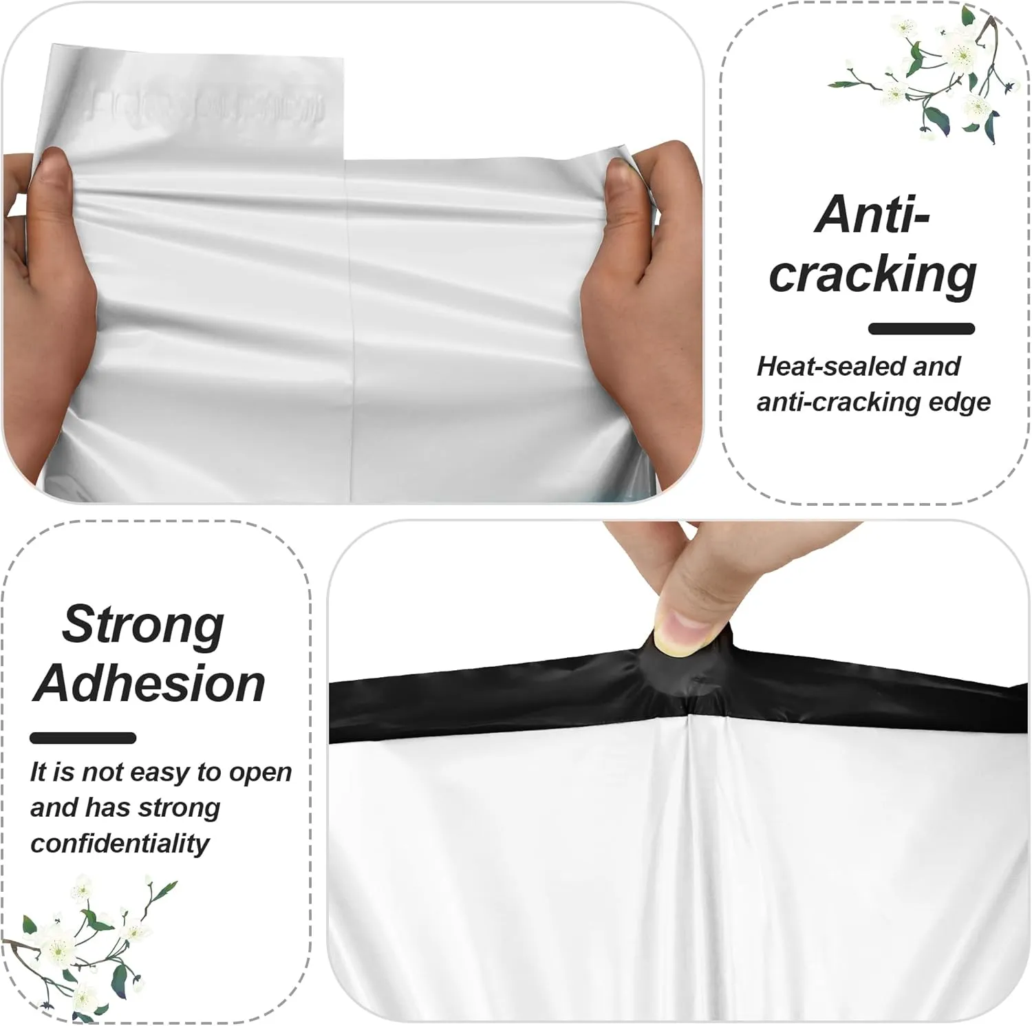 JinRuiKJ Thank You Poly Mailer 14.5x19 Inch 50 PCS, Shipping Bags for Clothing, Packaging Bags for Small Business, Strong Adhensive, Waterproof and Tear-Resistant Mailing Envelopes, White