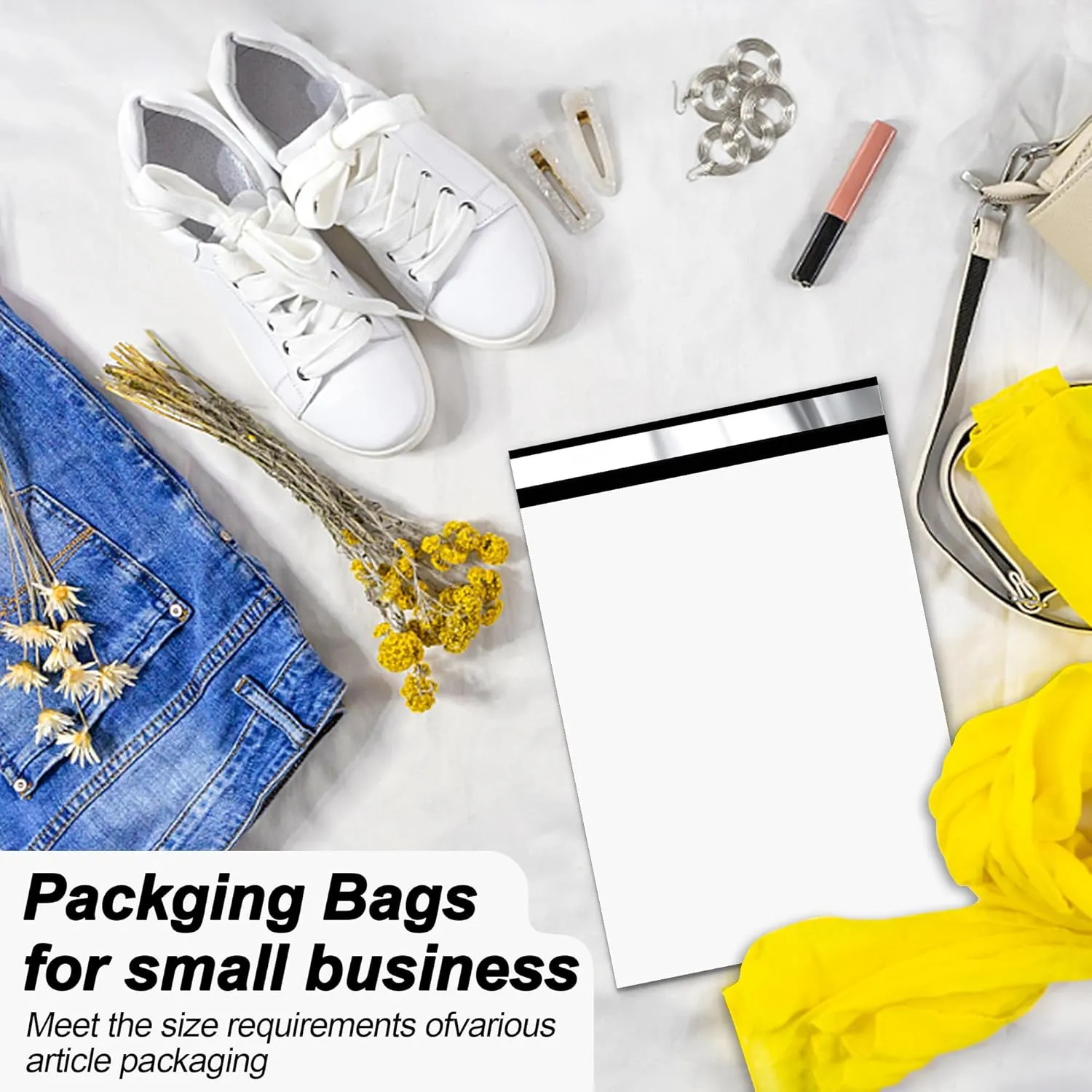 JinRuiKJ Thank You Poly Mailer 14.5x19 Inch 50 PCS, Shipping Bags for Clothing, Packaging Bags for Small Business, Strong Adhensive, Waterproof and Tear-Resistant Mailing Envelopes, White