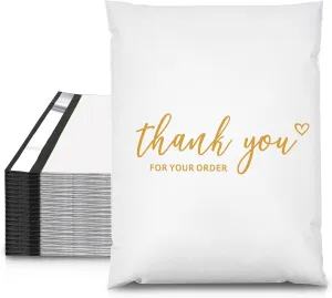 JinRuiKJ Thank You Poly Mailer 14.5x19 Inch 50 PCS, Shipping Bags for Clothing, Packaging Bags for Small Business, Strong Adhensive, Waterproof and Tear-Resistant Mailing Envelopes, White