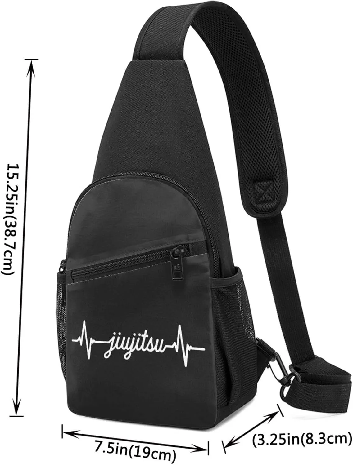 Jiu Jitsu Heartbeat-BJJ Pulse Crossbody Bags Adjustable Leisure Travel Crossbody Shoulder Bag Unisex