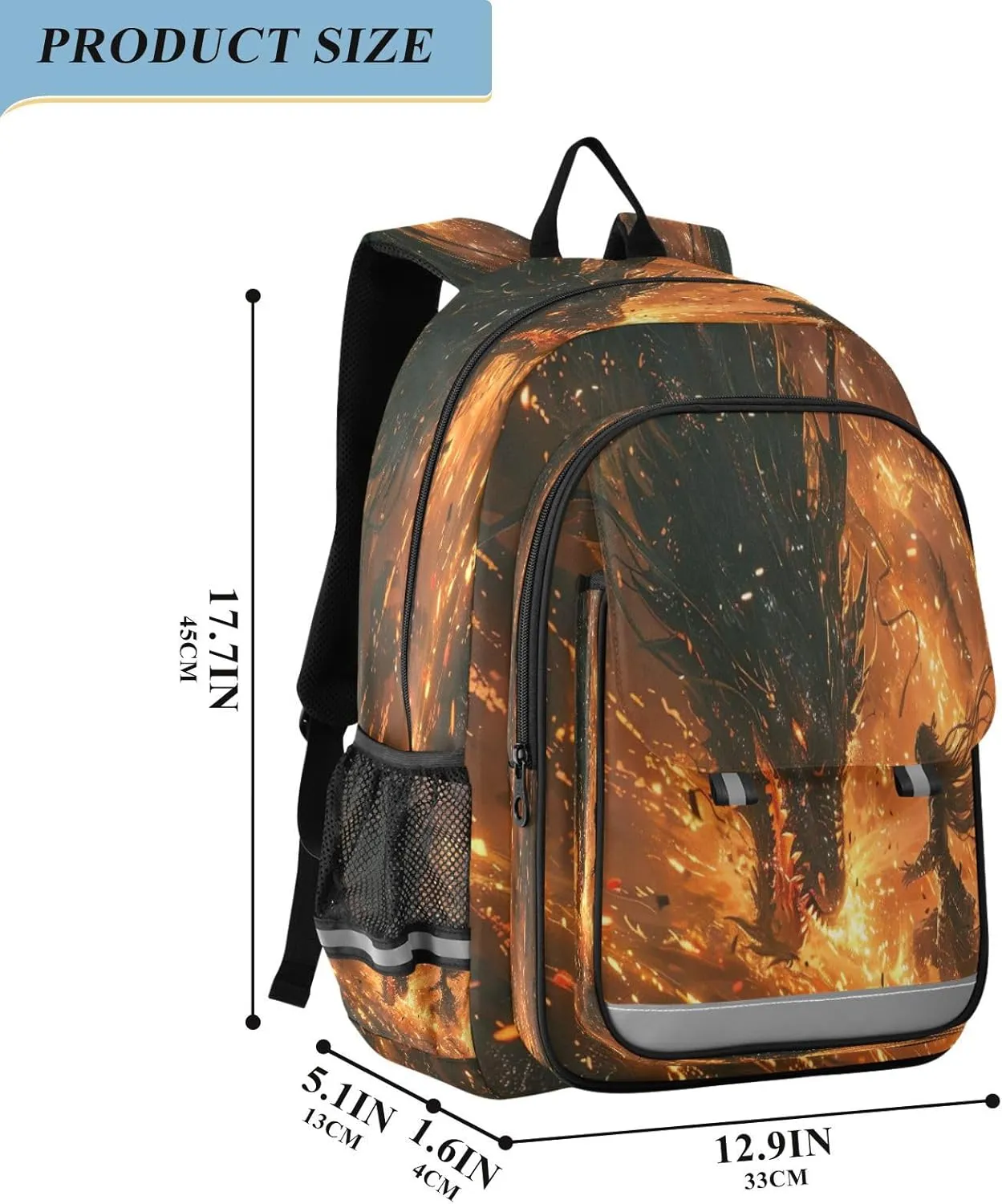 Joisal Armor Warrior Fighting Fire Dragon School Backpack Girls Waterproof Lightweight Durable Travel Backpack for Kids Ages 6-12
