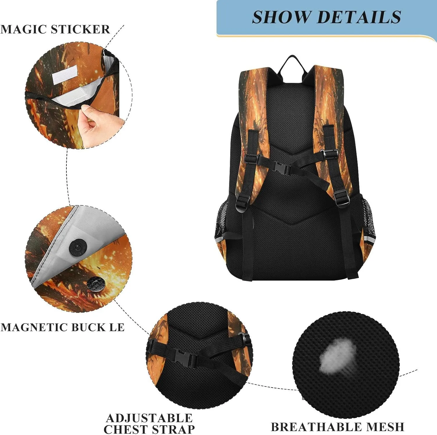 Joisal Armor Warrior Fighting Fire Dragon School Backpack Girls Waterproof Lightweight Durable Travel Backpack for Kids Ages 6-12