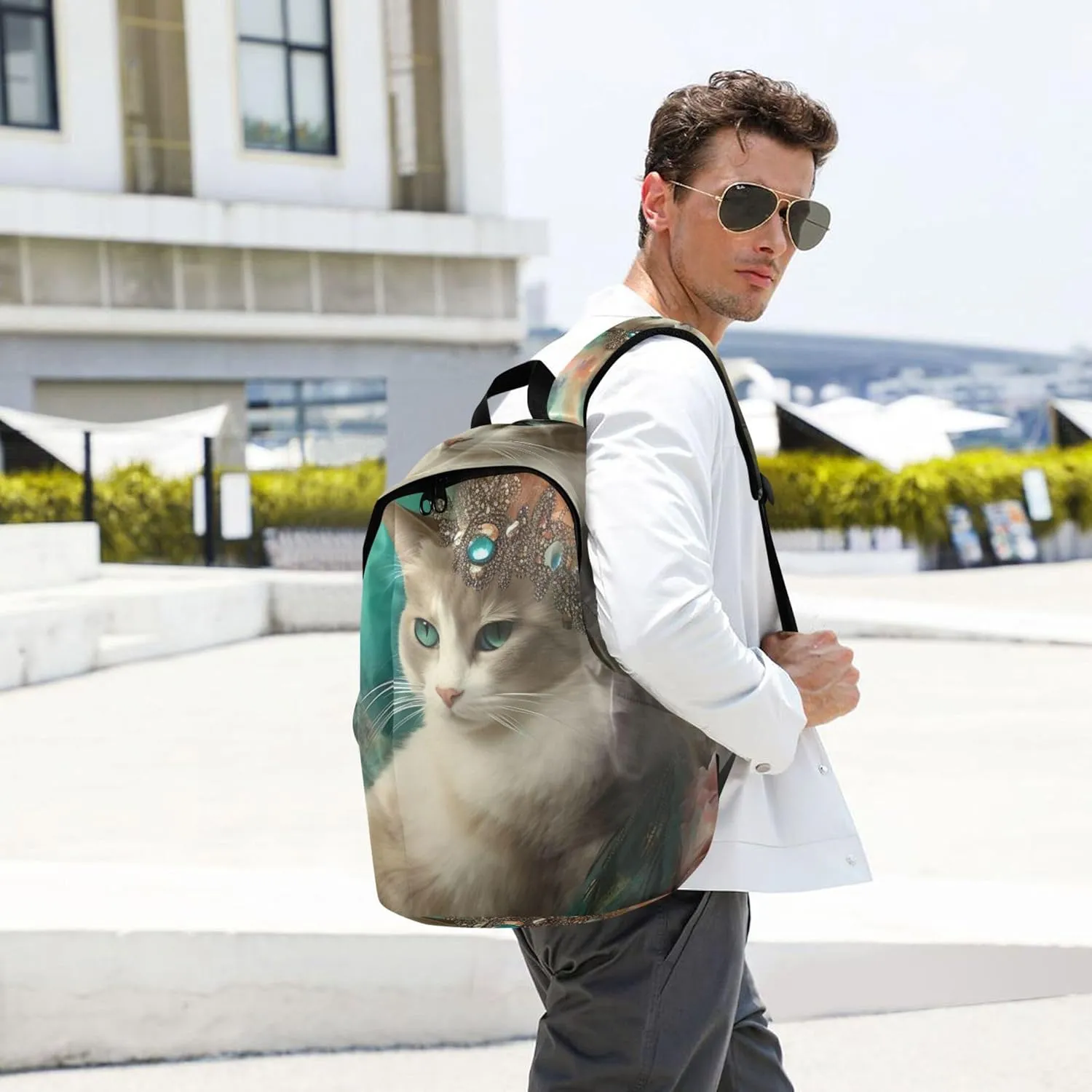 Joisal Funny Cat Flowers Fashion Women Cute Backpacks Casual Daypack Cool Backpacks for Teen Girls