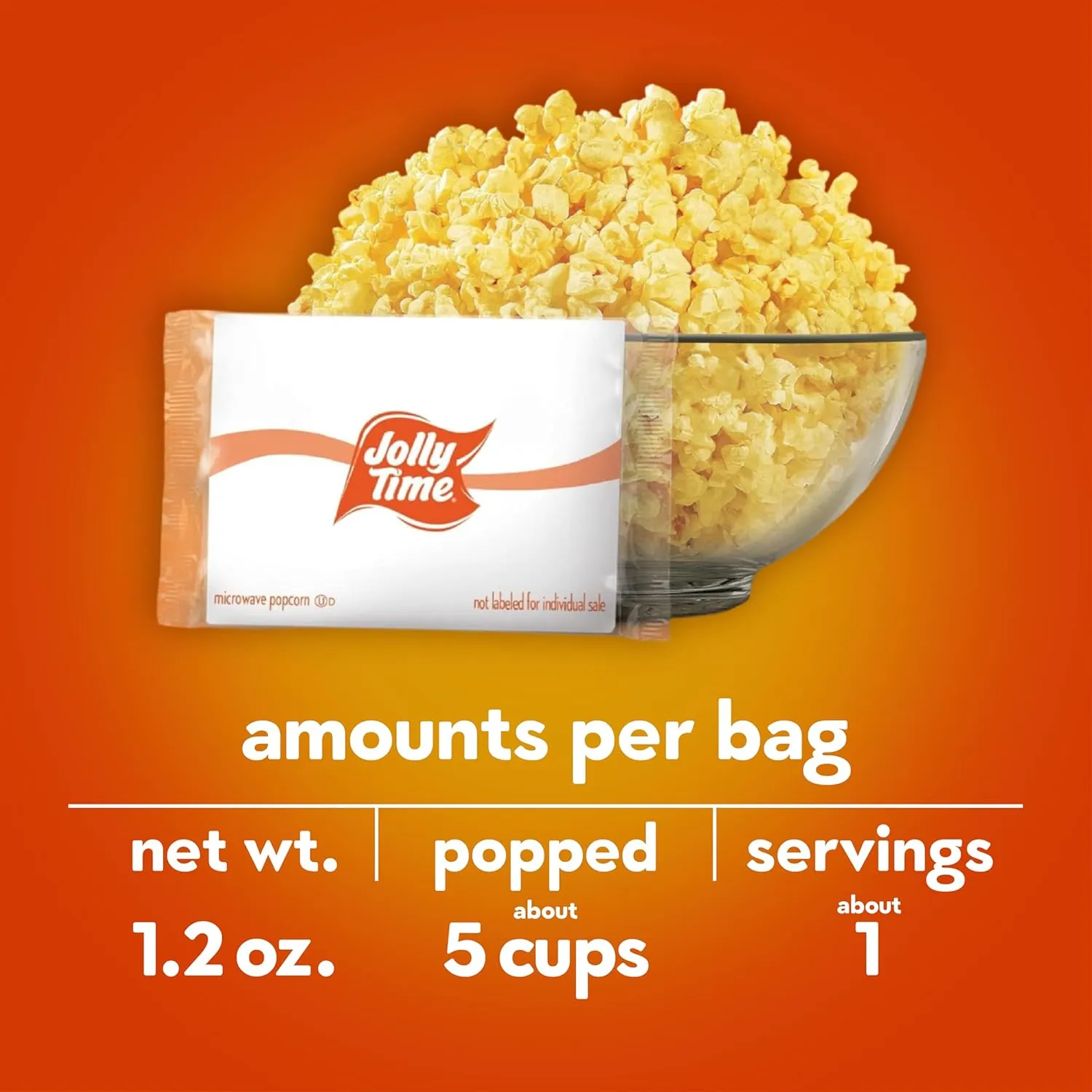 Jolly Time Healthy Pop Microwave Popcorn, 1.2oz Personal Bag, 10 Bags Per Carton (Healthy Pop 100's - Butter & Sea Salt,1.2 Ounce (Pack of 30))