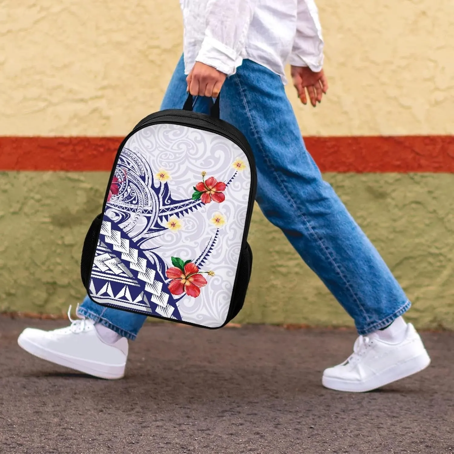 JooMeryer Casual Backpacks for Men Women Polynesian American Samoa Printed Lightweight Laptop Bags Travel Bookbag Knapsack,Polynesian Tapa Hibisus