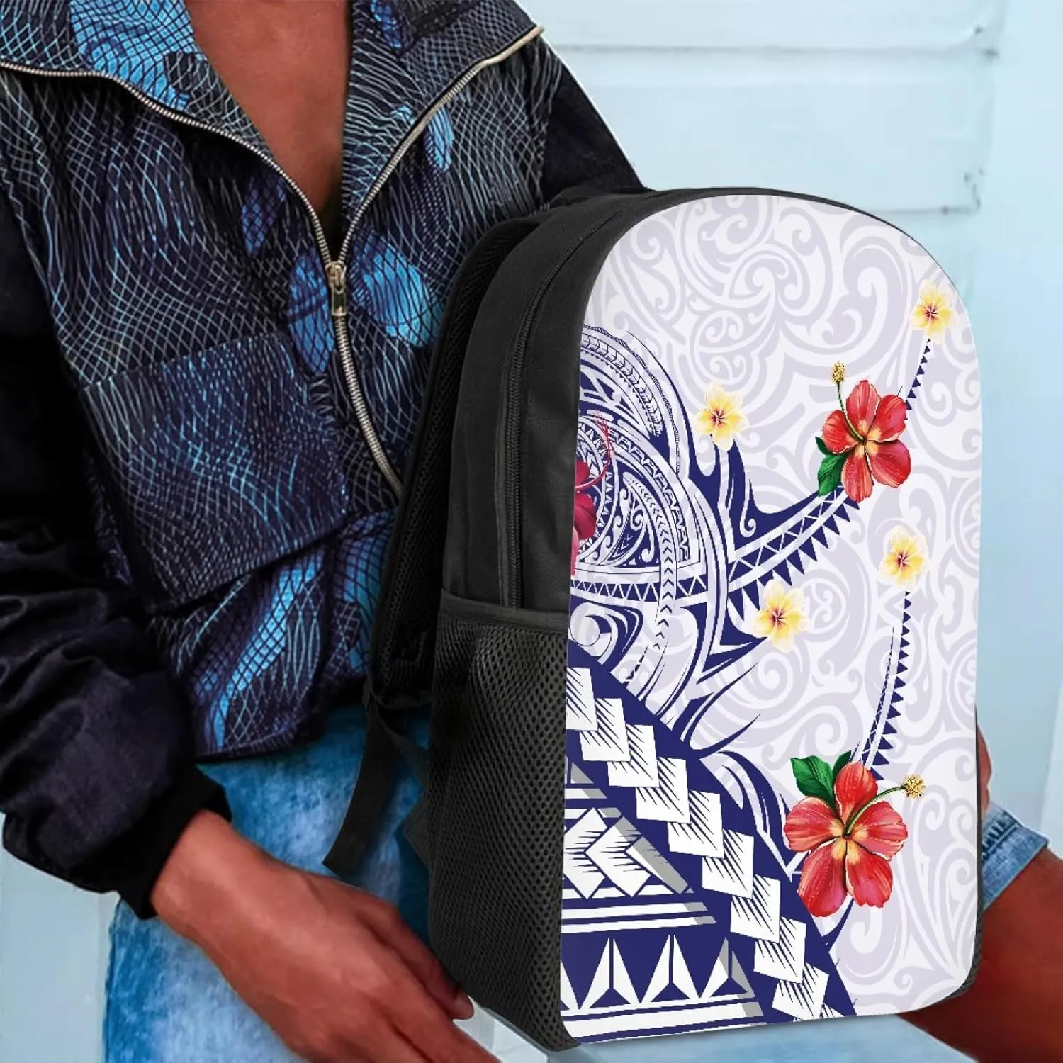 JooMeryer Casual Backpacks for Men Women Polynesian American Samoa Printed Lightweight Laptop Bags Travel Bookbag Knapsack,Polynesian Tapa Hibisus