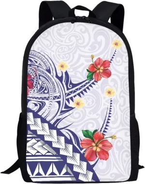 JooMeryer Casual Backpacks for Men Women Polynesian American Samoa Printed Lightweight Laptop Bags Travel Bookbag Knapsack,Polynesian Tapa Hibisus