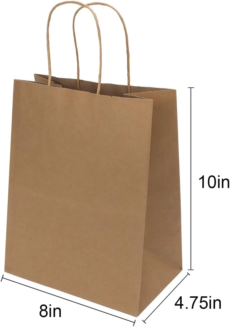Joybe 50 Pack 8x4.75x10 Inch Medium Brown Paper Bags with Handles Bulk, Kraft Paper Gift Bags for Birthday Party Favors Grocery Retail Shopping Business Goody Craft Blank Sacks (Plain Natural, 50pcs)