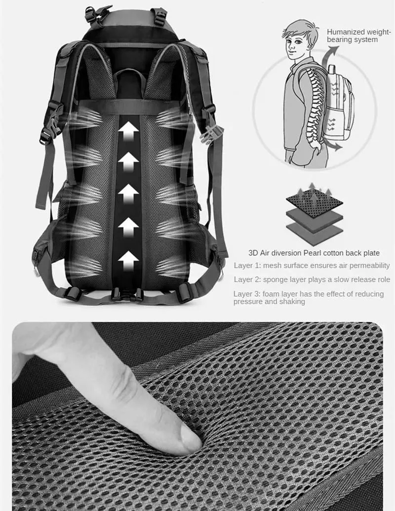 JSEIAJB 65L Outdoor Waterproof and Wear-resistant Camping Climbing Bag Hiking Mountaineering Backpacks Sport Bag