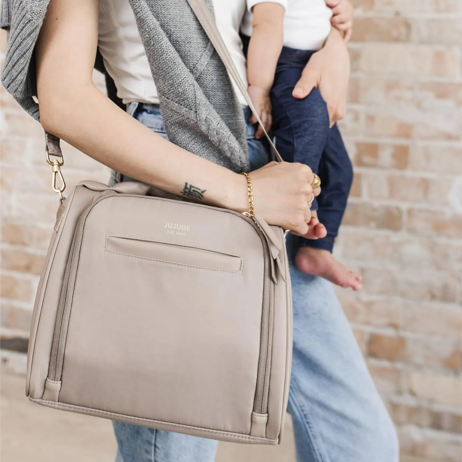 JuJuBe New Insulated Bottle Bag, Breastmilk Storage Bag for Baby Bottles, Insulated Waterproof Lunch Bag or Cooler Bag for Nursing, Milk, Food, Baby Formula, Snacks, Daycare, Taupe, Mother's Day Gift
