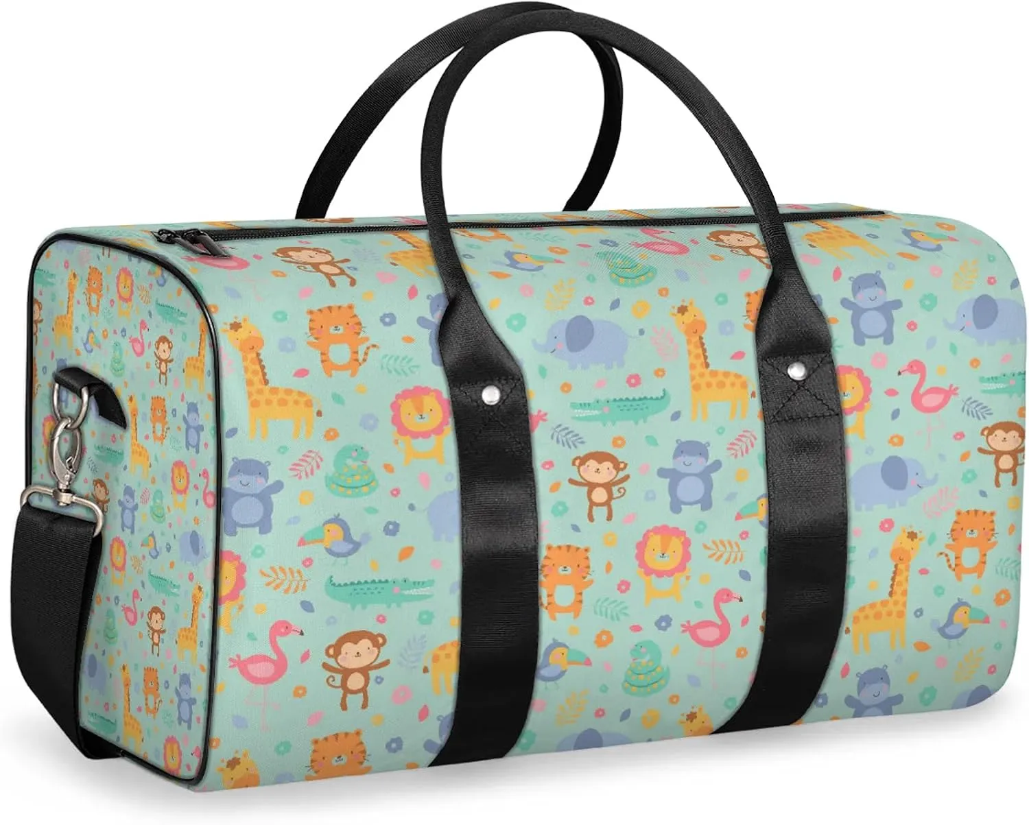Jungle Animals Travel Duffle Bag, Weekender Bags for Women Men, Carry on Overnight Bag Waterproof Gym Bags, Hospital Bag for Labor and Delivery
