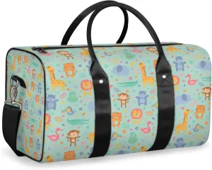 Jungle Animals Travel Duffle Bag, Weekender Bags for Women Men, Carry on Overnight Bag Waterproof Gym Bags, Hospital Bag for Labor and Delivery