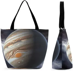 Jupiter Landscape Reusable Shopping Handbag Large Lady Casual Shoulder Bag Handbag Foldable Beach Bag Travel Wallet Grocery Bags for Women