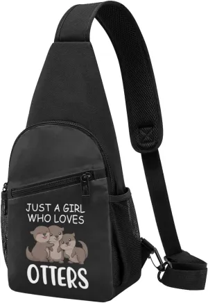 Just A Girl Who Loves Otters Crossbody Bags Adjustable Leisure Travel Crossbody Shoulder Bag Unisex