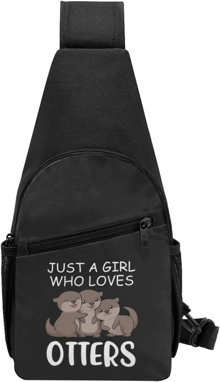 Just A Girl Who Loves Otters Crossbody Bags Adjustable Leisure Travel Crossbody Shoulder Bag Unisex