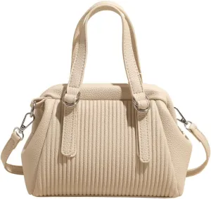 JYG Small Tote Bag for Women Spring PU Leather Shoulder Bag Kiss Lock Satchel Purse with Adjustable Strap