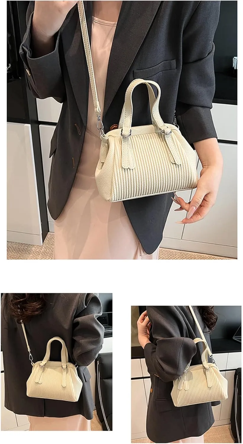JYG Small Tote Bag for Women Spring PU Leather Shoulder Bag Kiss Lock Satchel Purse with Adjustable Strap