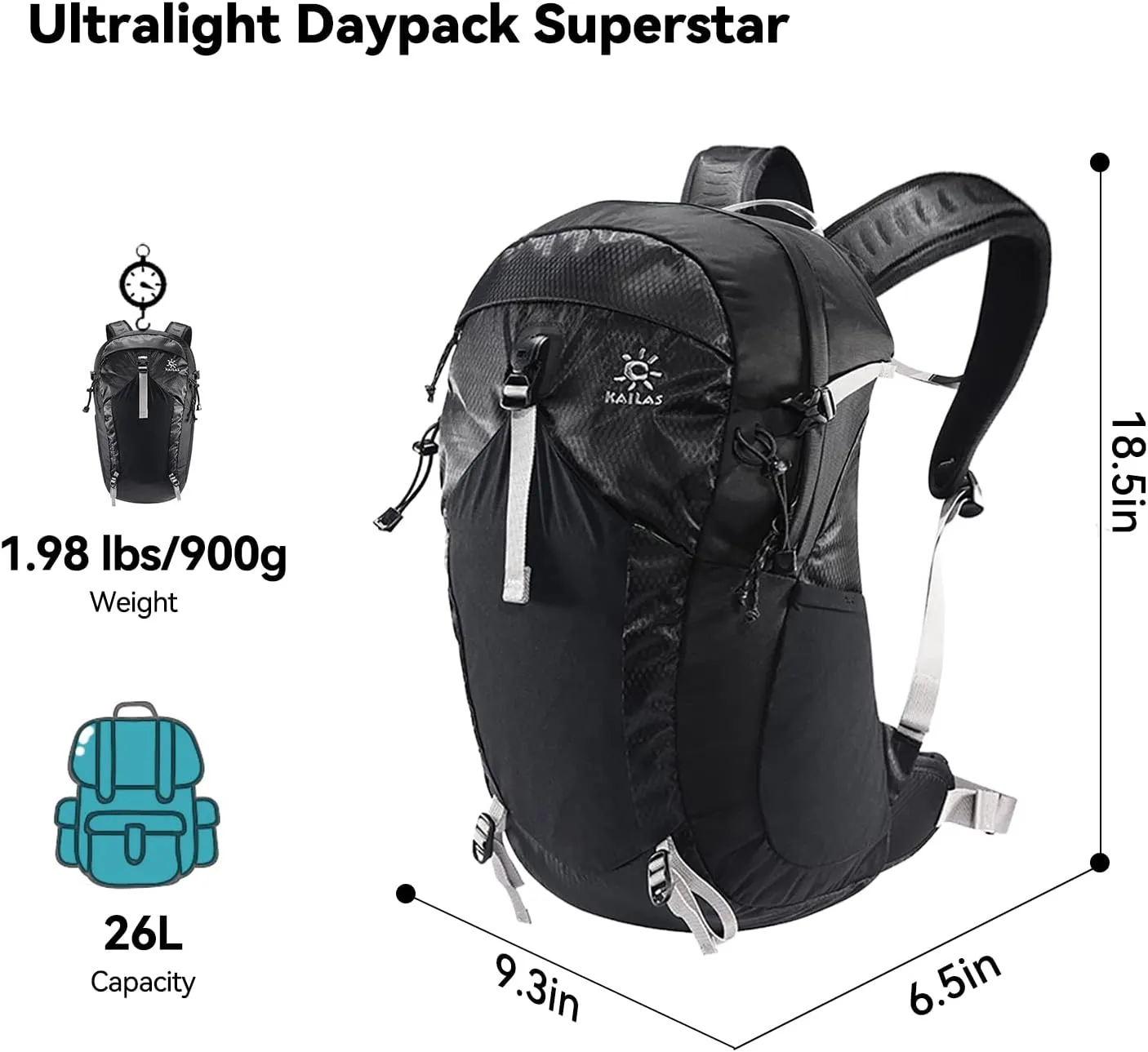 KAILAS Hurricane 20L 26L Hiking Backpack Lightweight Trekking Daypack Small Backpacks for Traveling Camping Outdoor