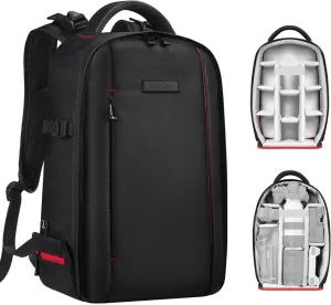 K&F Concept Camera Backpack for Photographers Large Waterproof Photography Camera Bag with Laptop/Tripod Compartment for Men Women Black Red