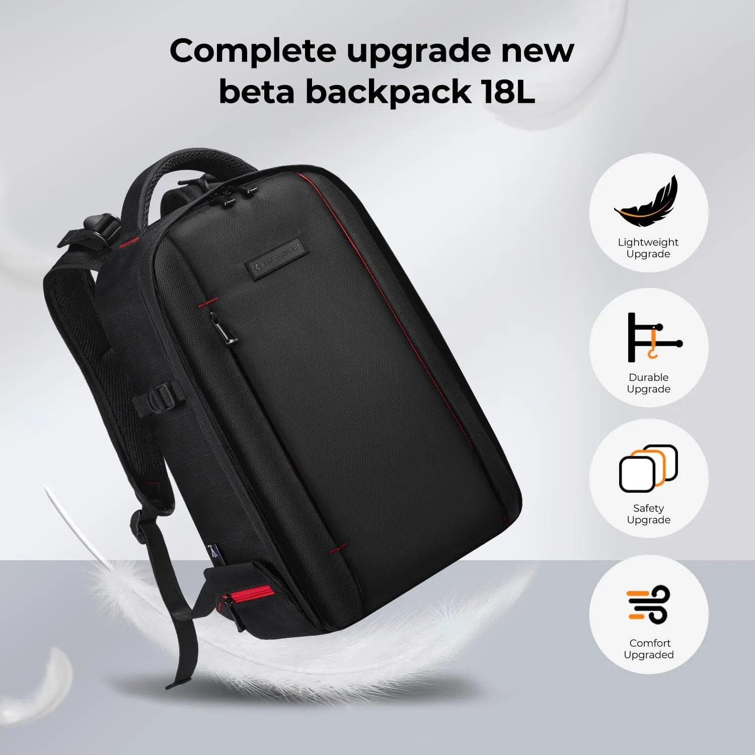 K&F Concept Camera Backpack for Photographers Large Waterproof Photography Camera Bag with Laptop/Tripod Compartment for Men Women Black Red