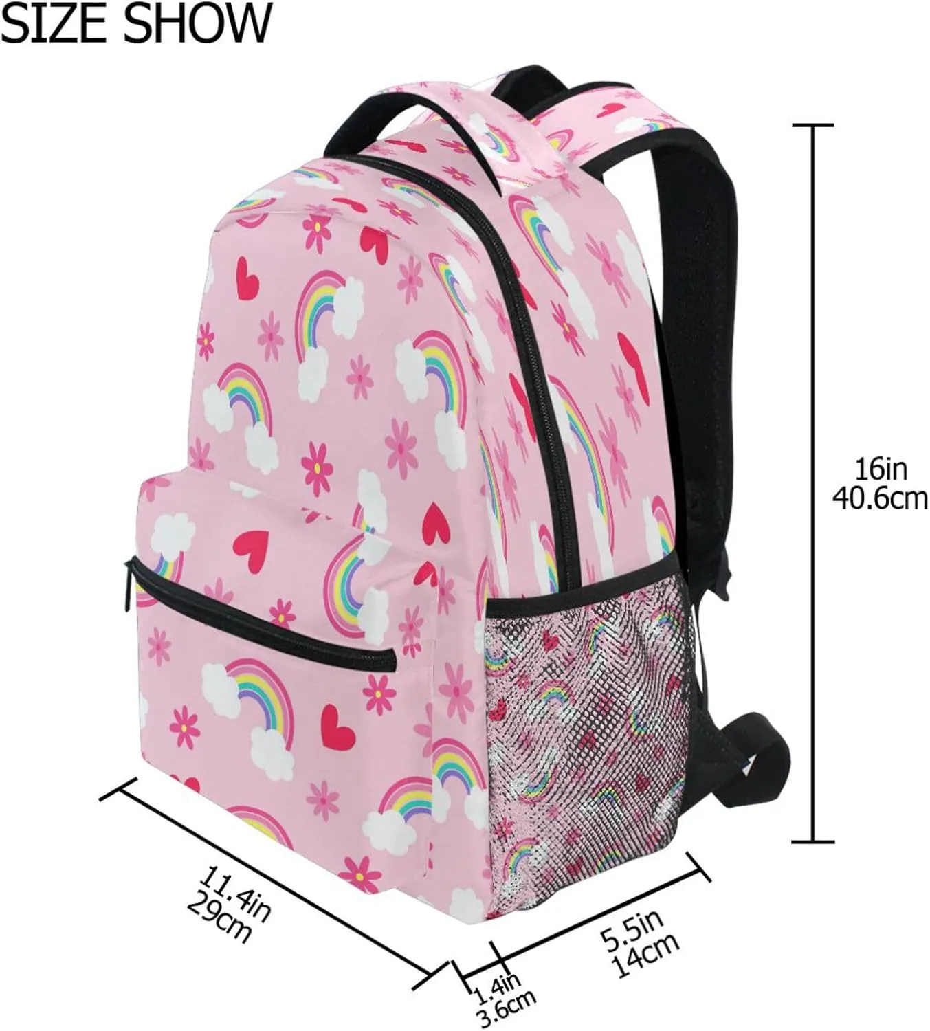 Kcldeci Toddler Backpack for School Kawaii Rainbow Heart Boys Girls Kids School Bags Bookbag Elementary Children Bookbags Casual Travel Back Pack