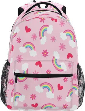 Kcldeci Toddler Backpack for School Kawaii Rainbow Heart Boys Girls Kids School Bags Bookbag Elementary Children Bookbags Casual Travel Back Pack
