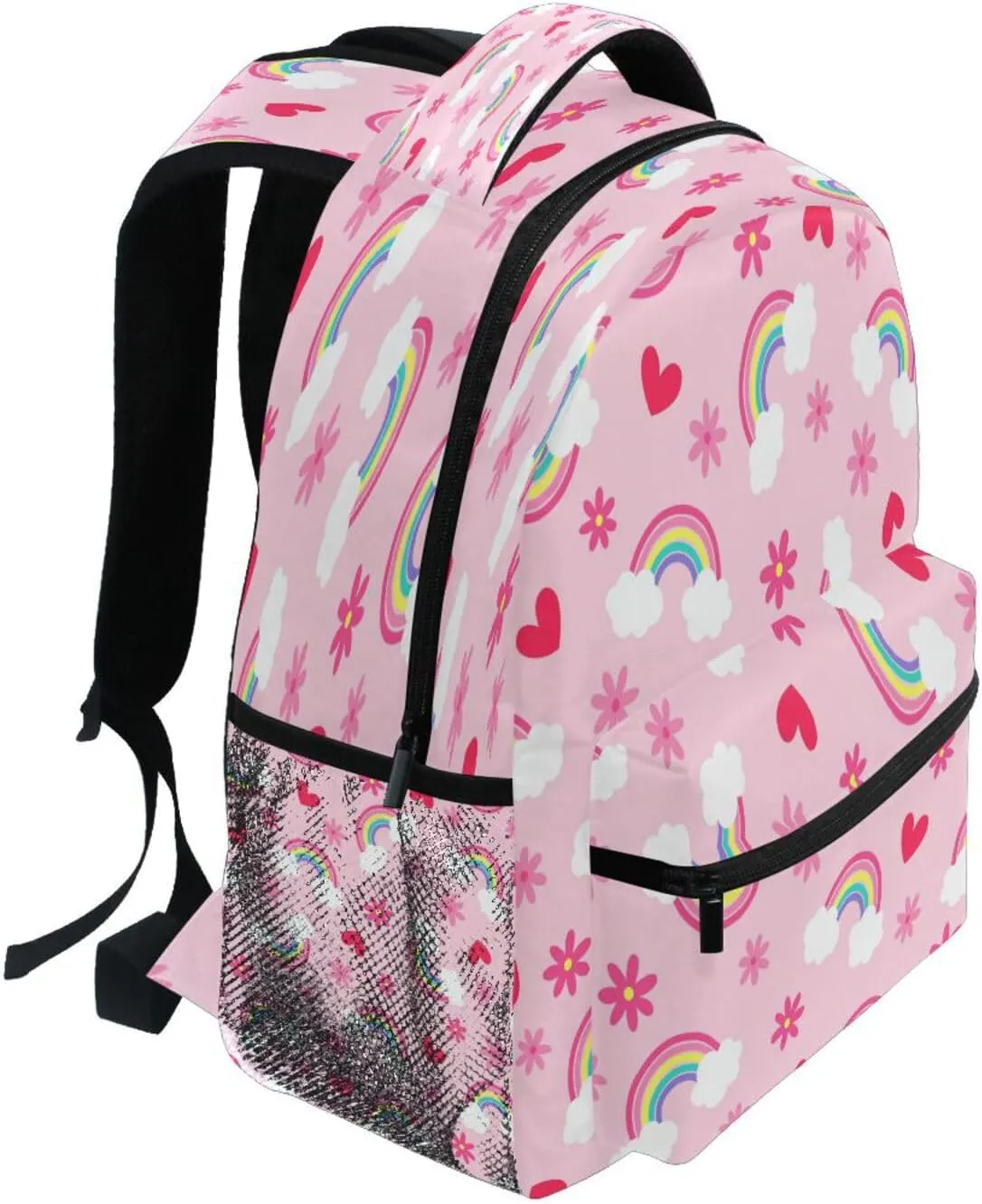 Kcldeci Toddler Backpack for School Kawaii Rainbow Heart Boys Girls Kids School Bags Bookbag Elementary Children Bookbags Casual Travel Back Pack