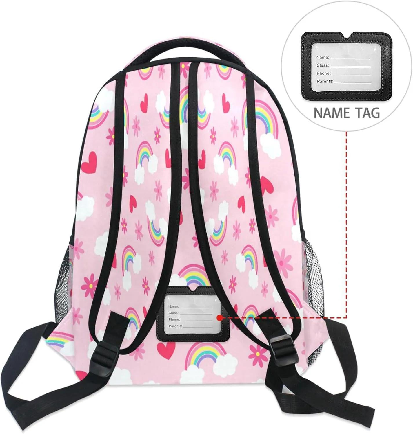 Kcldeci Toddler Backpack for School Kawaii Rainbow Heart Boys Girls Kids School Bags Bookbag Elementary Children Bookbags Casual Travel Back Pack