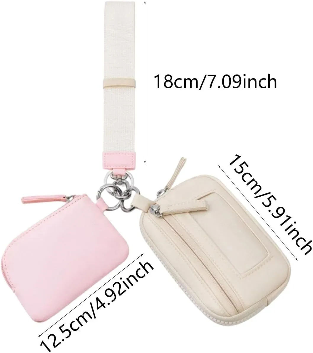 Keychain Wristlet Wallet Small Wallet with Keyring Portable Trendy Women Men Purse for Valentines Gift Backpacking Traveling
