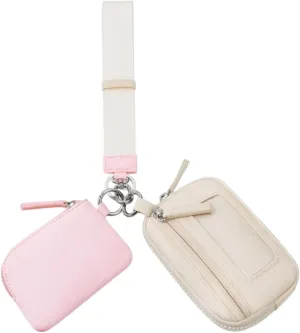 Keychain Wristlet Wallet Small Wallet with Keyring Portable Trendy Women Men Purse for Valentines Gift Backpacking Traveling