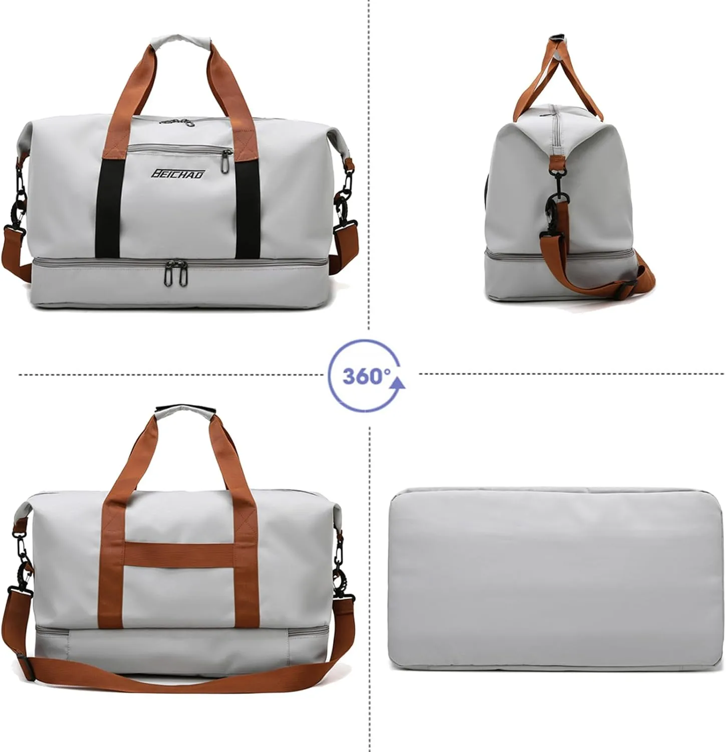 Khaki Weekender Bags for Women - Travel/Duffel Overnight Carry On & Gym Bags With Shoe Compartment & Wet Pocket