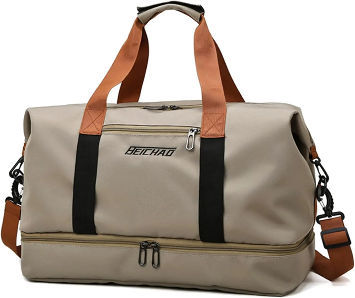 Khaki Weekender Bags for Women - Travel/Duffel Overnight Carry On & Gym Bags With Shoe Compartment & Wet Pocket