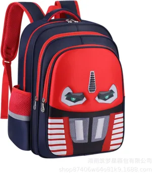 Kid Boys Backpack Waterproof Children Snack Bag 3D Print Comic Cartoon Primary School Bag Kindergarten Backpack (red)