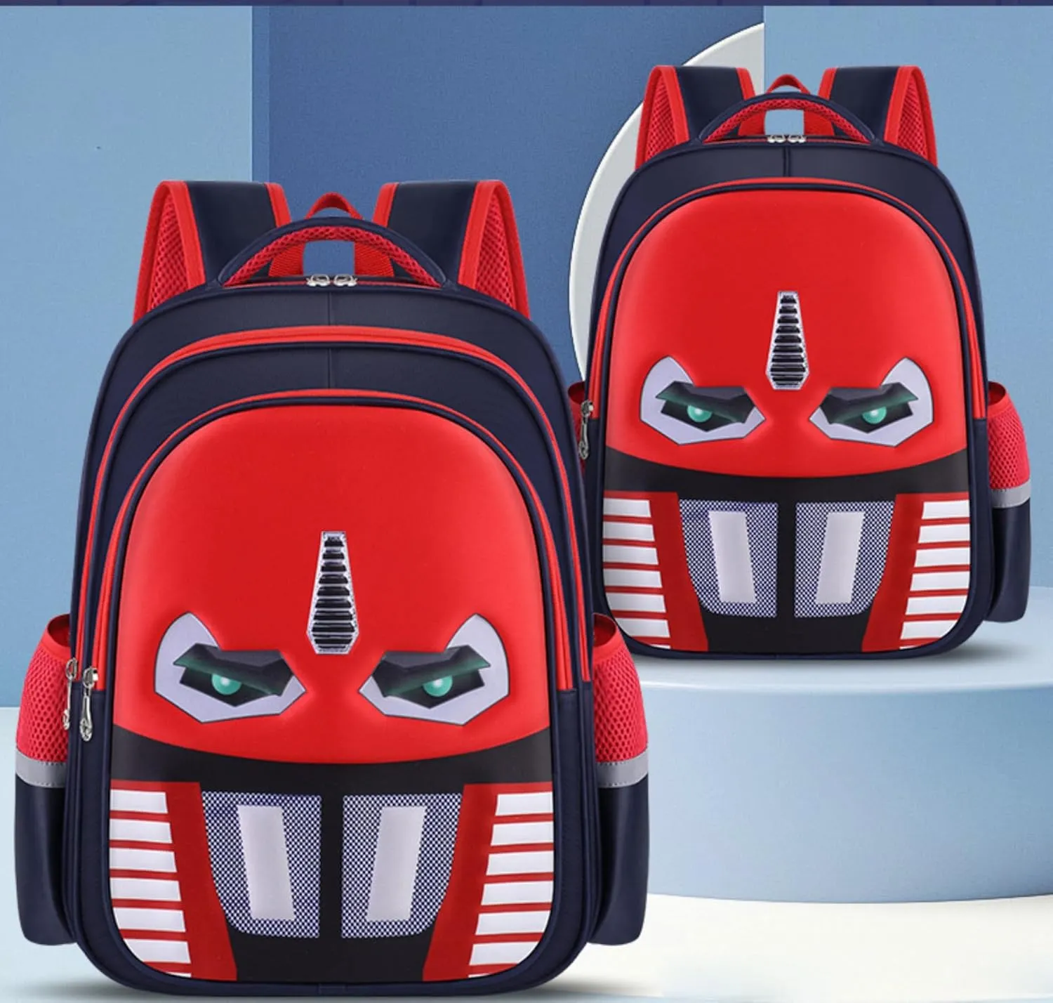 Kid Boys Backpack Waterproof Children Snack Bag 3D Print Comic Cartoon Primary School Bag Kindergarten Backpack (red)