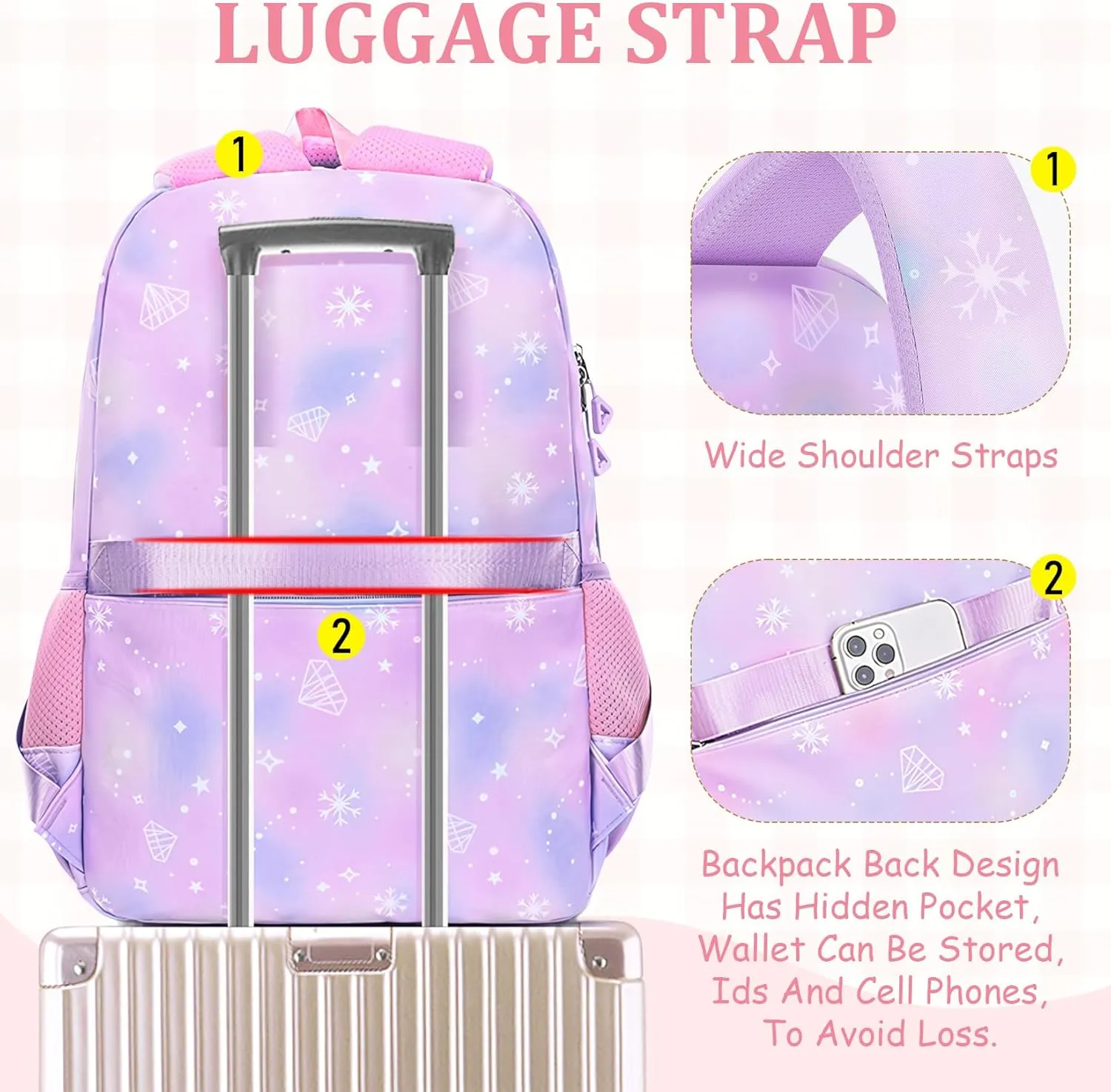 Kids Backpacks for Girls - Cute Girls Backpack for Elementary, Middle and High School Students - Lightweight 18" Bookbag for Travel and Daily Use