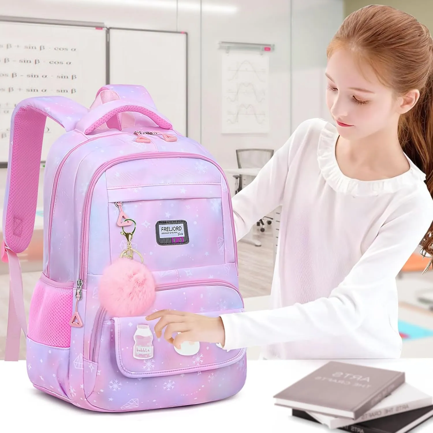 Kids Backpacks for Girls - Cute Girls Backpack for Elementary, Middle and High School Students - Lightweight 18" Bookbag for Travel and Daily Use