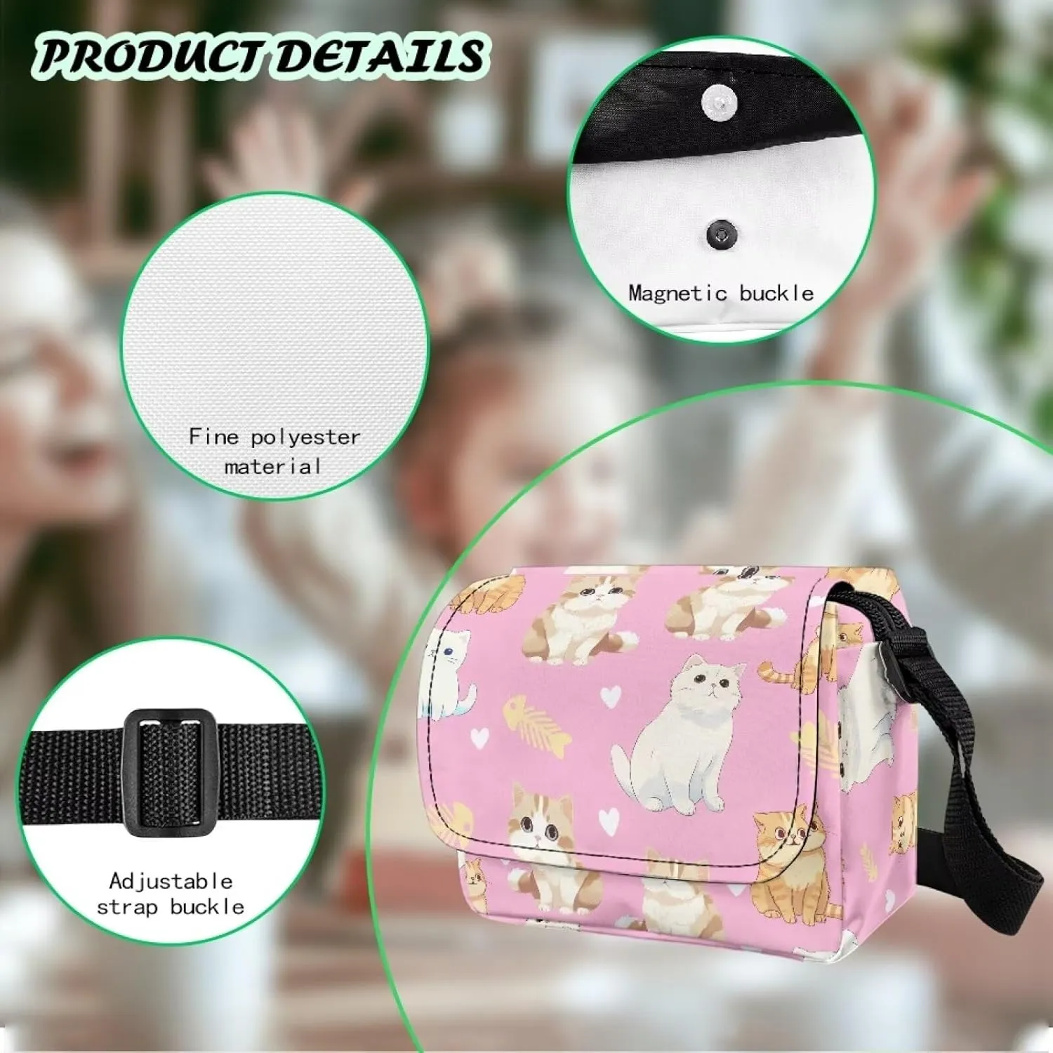 Kids Flap Crossbody Bag with Zipper Closure for School Travel