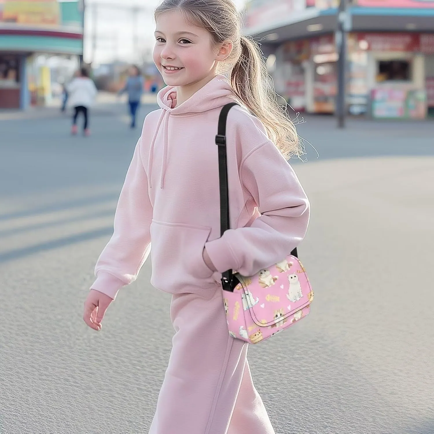 Kids Flap Crossbody Bag with Zipper Closure for School Travel