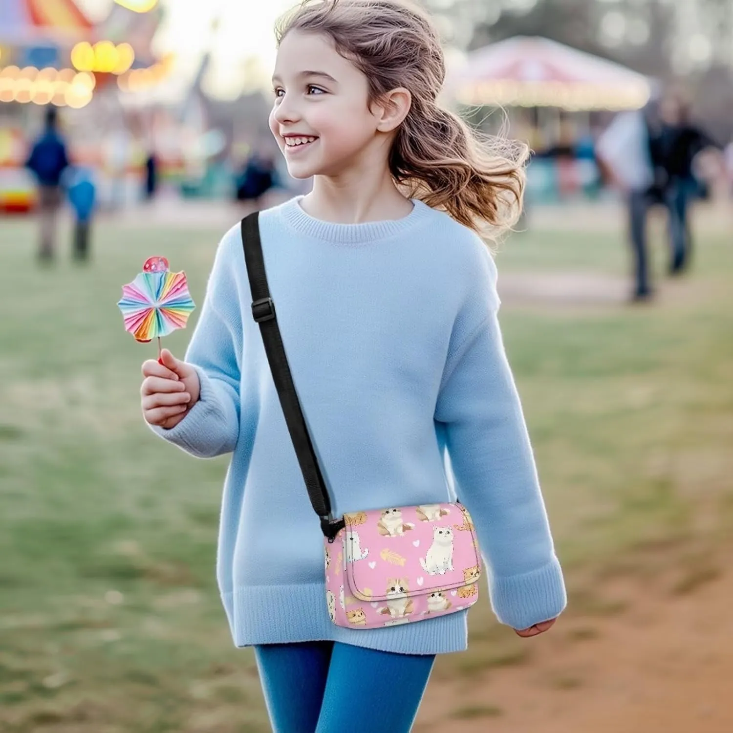 Kids Flap Crossbody Bag with Zipper Closure for School Travel