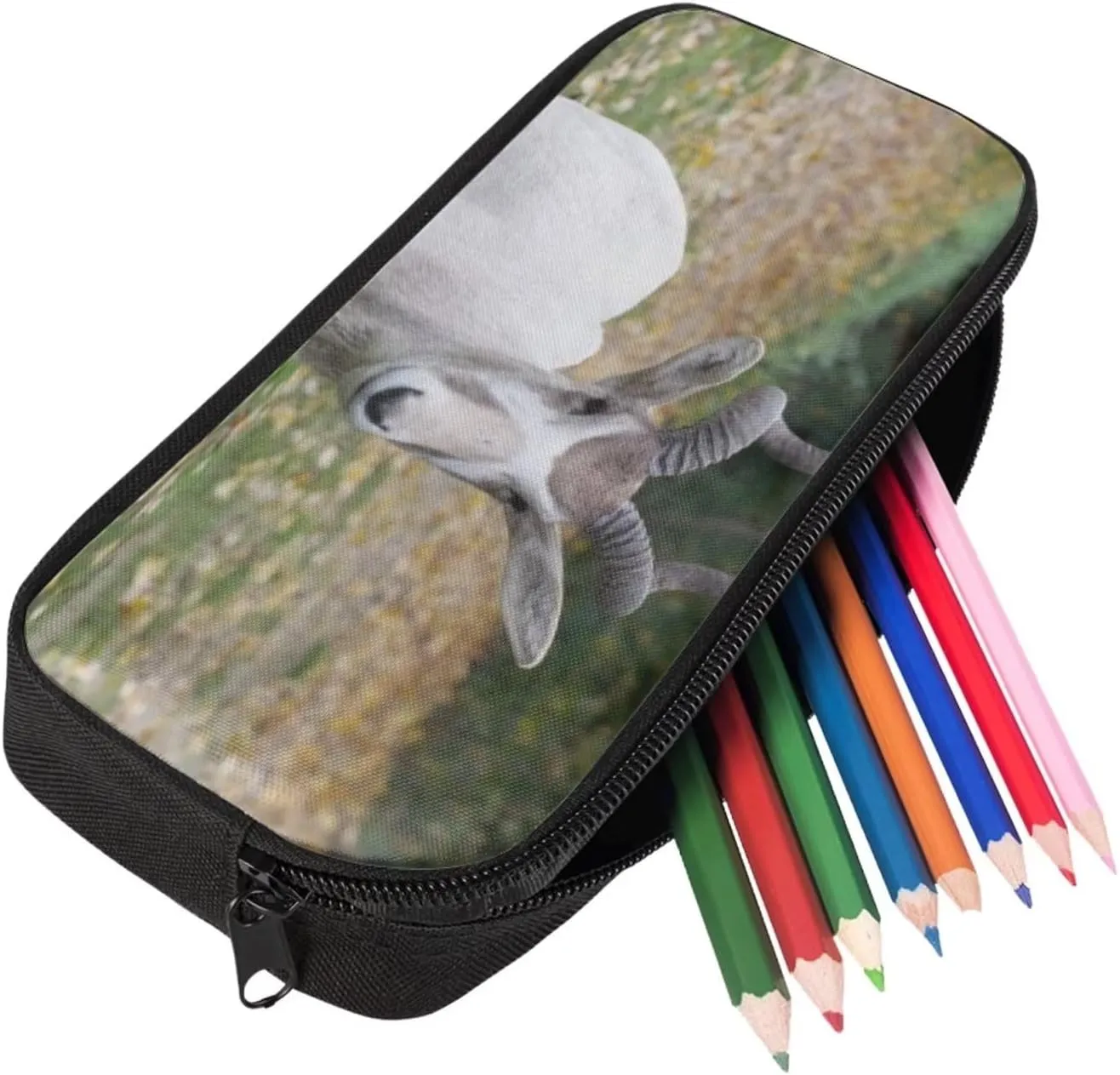 Kids Novelty Animal Backpack and Lunch Box for Boys Girls Student Lightweight 17 Inch School Addax Backpack with Lunch Bag Pencil Case Kids Comfy Padded Black Large Bookbag