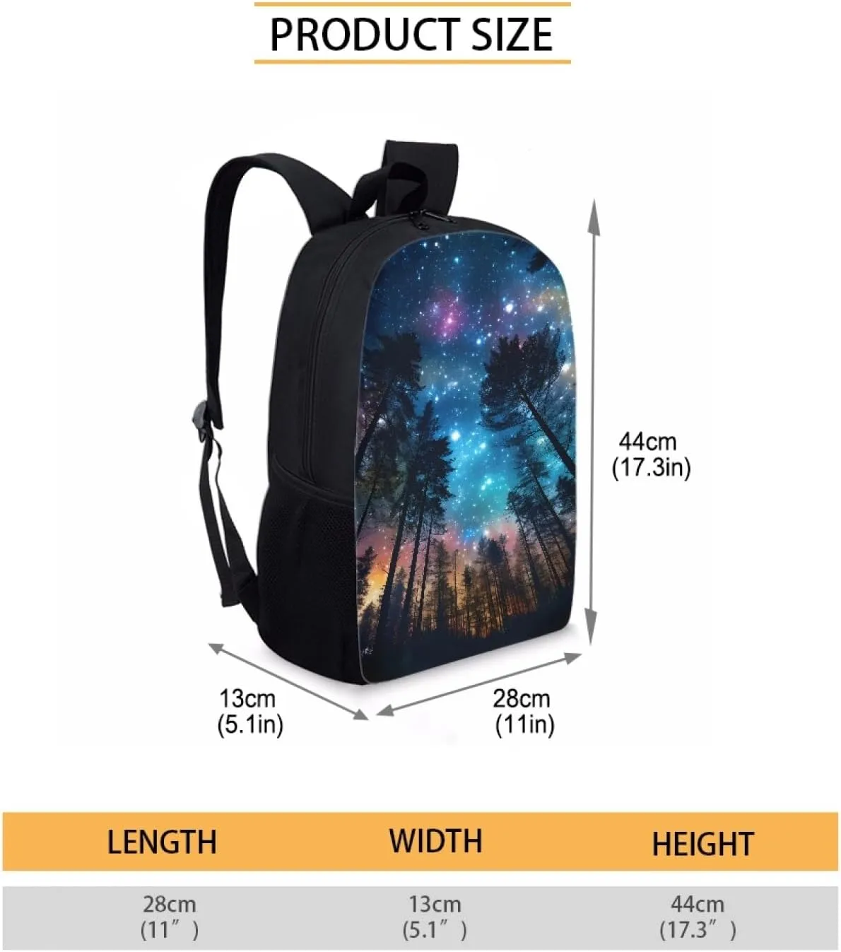 Kids School Backpack Durable Laptop Book Bags for Boys Girls Mens Womens Casual Daypack Shoulders Bags 17 inch,Blue Galaxy Forest