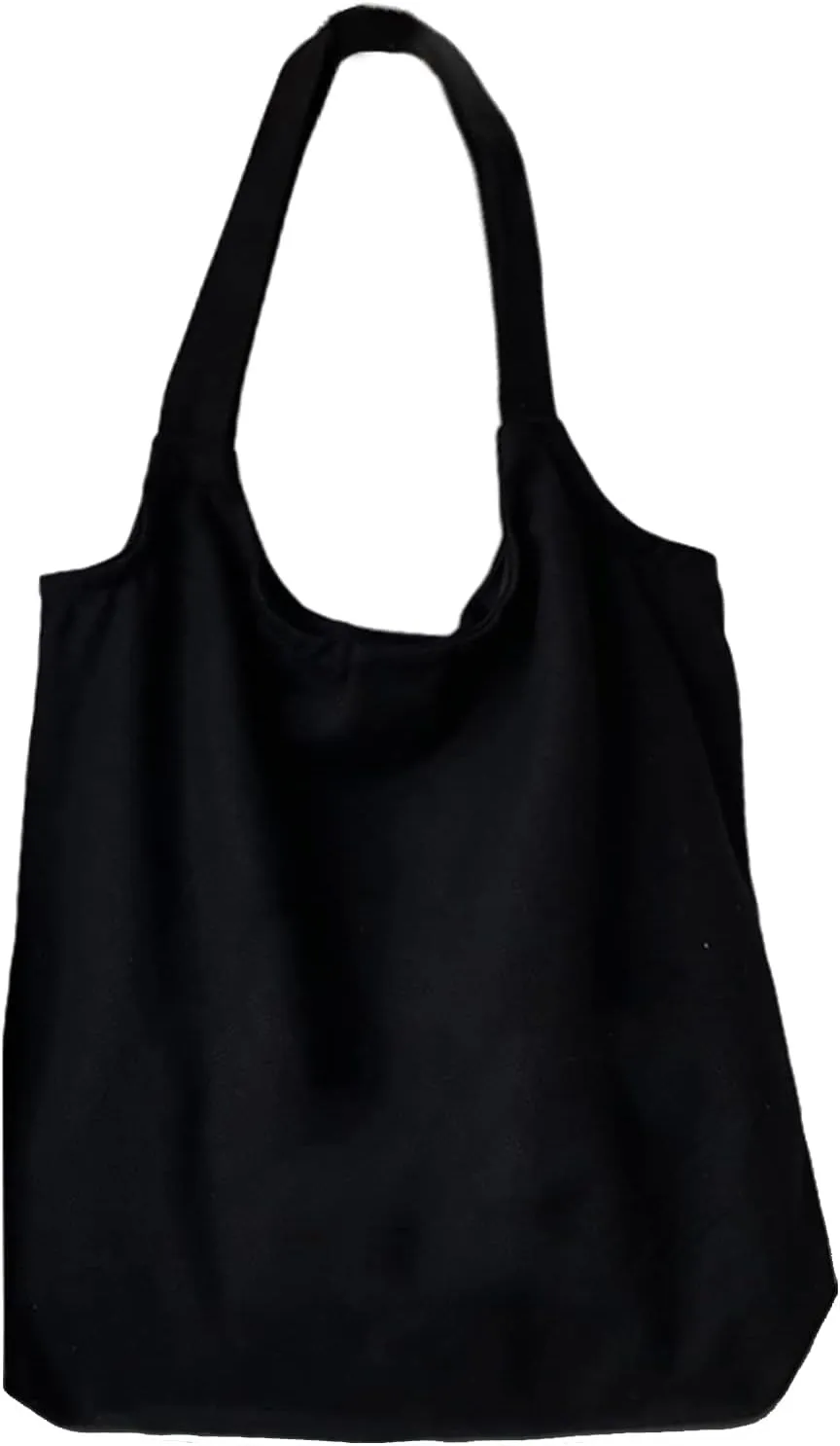 KIEKIECOO Canvas Tote Bag Black Aesthetic Personalized Custom Reusable Grocery Bags Floral Line Art Shopping Shoulder Bag