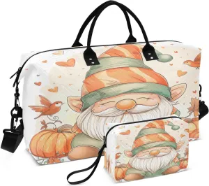 Kigai Halloween Elf Elder Travel Duffel Bags 2PCS,Sports Duffel Bags for Men Women,Weekender Overnight Bag Gym Tote Bag with Toiletry Bag