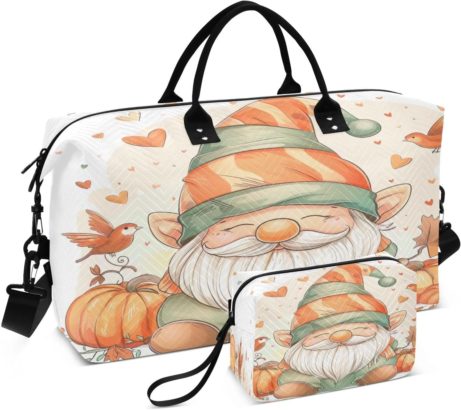 Kigai Halloween Elf Elder Travel Duffel Bags 2PCS,Sports Duffel Bags for Men Women,Weekender Overnight Bag Gym Tote Bag with Toiletry Bag
