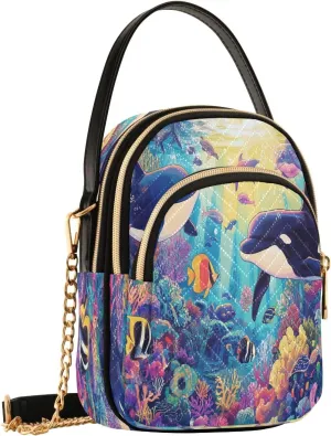 Killerwhale Coral Reefs Crossbody Bags for Women Fanny Pack Travel Hiking Chest Bag Phone Mini Wallet Purse