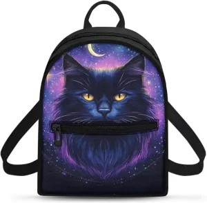 Kindergarten Backpack For Toddler Girls 2-4 Black Cat Purple Purse Daycare For Little Kids Book Bag Preschool School Bag With Handles